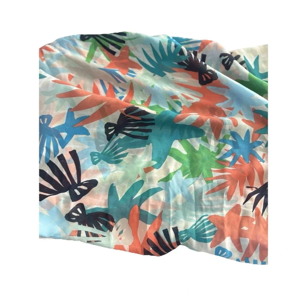 Ann Taylor Factory Scarf Womens Size 68L x 38W White Multicolor Floral Rayon NWT